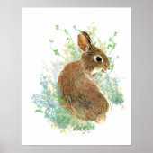 Watercolor Cute Bunny Rabbit Animal Art Poster (Voorkant)