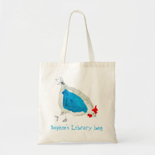 Watercolor cute kip bibliotheek naam tote bag