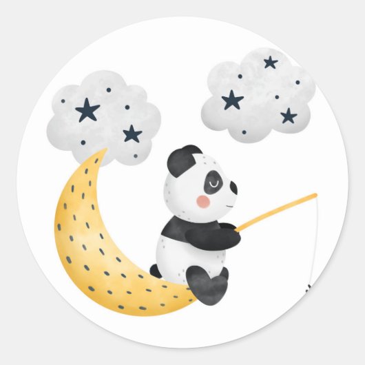 Watercolor Cute Panda Twinkle Twinkle Baby Shower Ronde Sticker (Voorkant)