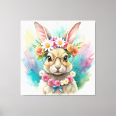 Watercolor Cute Rabbit Canvas Afdruk (Voorkant)