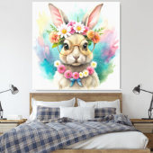 Watercolor Cute Rabbit  Canvas Afdruk (Insitu (Slaapkamer))