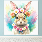 Watercolor Cute Rabbit  Canvas Afdruk (Insitu (Houten vloer))
