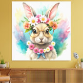 Watercolor Cute Rabbit  Canvas Afdruk (Insitu (Woonkamer))
