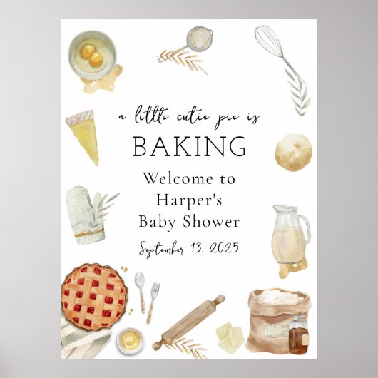 Watercolor Cutie Pie Baking Welcome Sign Poster (Voorkant)
