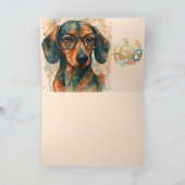 Watercolor Dachshund Hello Greeting Card Kaart (Binnen)