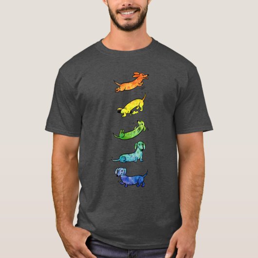 Watercolor Dachshunds gift family boy T-shirt (Voorkant)