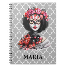 Watercolor Dag van de Doden Schedel Rozen Roze Roo