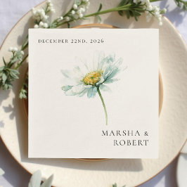 Watercolor Daisy Elegant Floral Wedding Servet