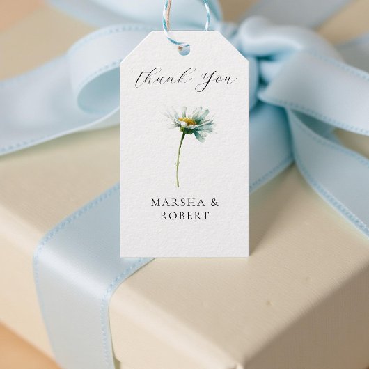 Watercolor Daisy Elegant Wedding Floral Cadeaulabel