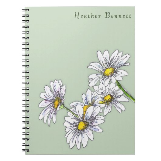 Watercolor Daisy Floral Boho Christmas Gift Notitieboek (Voorkant)