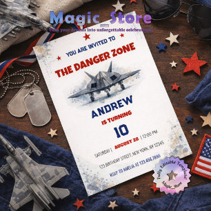 Watercolor Danger Zone F117 Jet Fighter Verjaardag Kaart