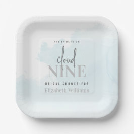 Watercolor De Bruid Is Op Wolk 9 Bruiloft Papieren Bordje