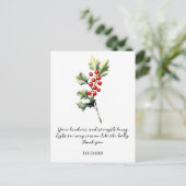 WATERCOLOR DECEMBER HOLLY BIRTH FLOWER BRIEFKAART (Staand voorkant)