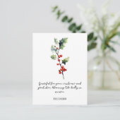 WATERCOLOR DECEMBER HOLLY BIRTH FLOWER BRIEFKAART (Staand voorkant)