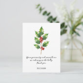 WATERCOLOR DECEMBER HOLLY BIRTH FLOWER BRIEFKAART (Staand voorkant)