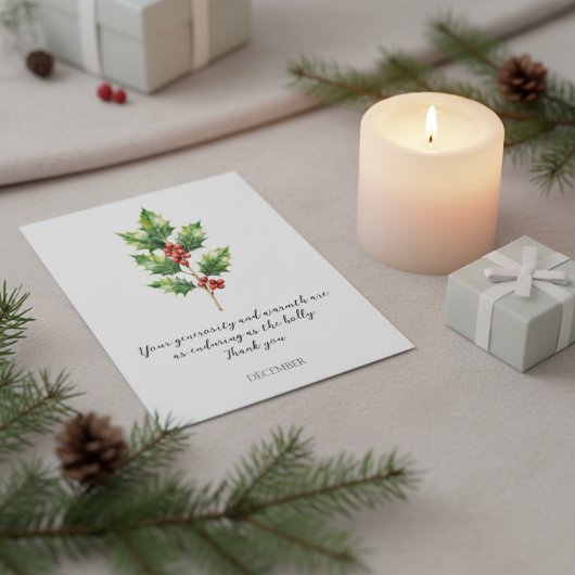 WATERCOLOR DECEMBER HOLLY BIRTH FLOWER BRIEFKAART