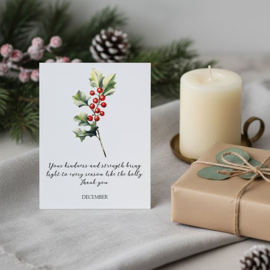 WATERCOLOR DECEMBER HOLLY BIRTH FLOWER BRIEFKAART