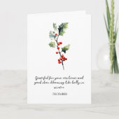 WATERCOLOR DECEMBER HOLLY BIRTH FLOWER FEESTDAGEN KAART (Voorkant)