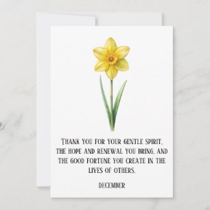 WATERCOLOR DECEMBER NARCISSUS GEBOORTEBLOEM BEDANKKAART