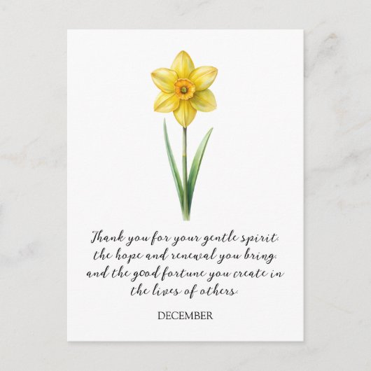 WATERCOLOR DECEMBER NARCISUSS BIRTH FLOWER  BRIEFKAART (Voorkant)