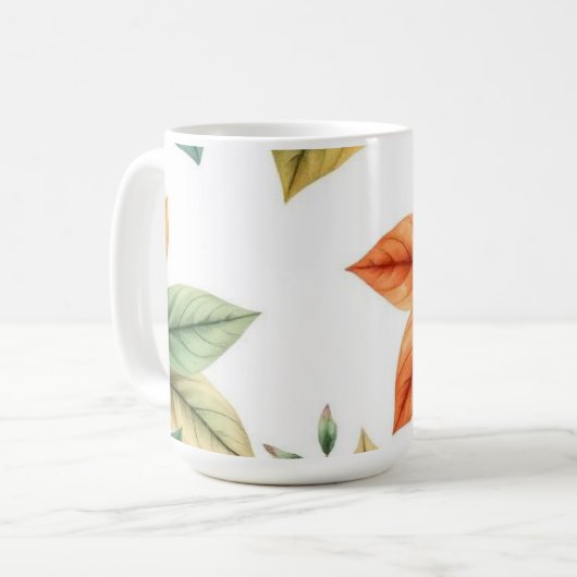 Watercolor decoratieve elegante bladpatroon koffiemok (Voorkant links)