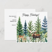 Watercolor Deer Moose Forest Scene Business Logo Feestdagenkaart (Voorkant / Achterkant)