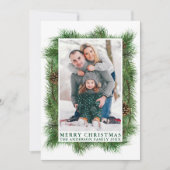 Watercolor Dennen Frame Hout Prettig Kerstfeest Feestdagenkaart (Voorkant)