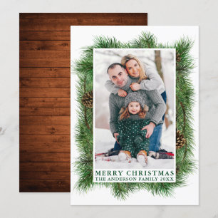 Watercolor Dennen Frame Hout Prettig Kerstfeest Feestdagenkaart