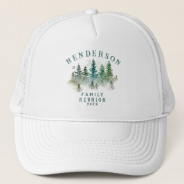 Watercolor Dennenbomen Familie Reünie Knop Trucker Pet