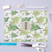 Watercolor Dennenbomen Modern Rustisch Monogram Kr Tissuepapier (Craft)