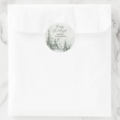 Watercolor dennenbomen Winter, kerstfeest Ronde Sticker (Tas)