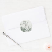 Watercolor dennenbomen Winter, kerstfeest Ronde Sticker (Envelop)