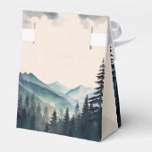 Watercolor Dennenboom Berg Bruiloft Bedankdoosjes (Achterkant)