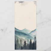 Watercolor Dennenboom Berg Bruiloft Menu (Achterkant)