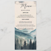 Watercolor Dennenboom Berg Bruiloft Menu (Voorkant)