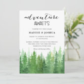 Watercolor Dennenboom Bos Bruiloft Collectie Kaart (Staand voorkant)