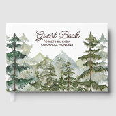 Watercolor Dennenbos Berg Rustiek Gastenboek (Voorkant)
