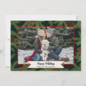 Watercolor Dennenen Winter Vakantie Eén Fotokaart Feestdagenkaart (Voorkant)