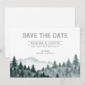 Watercolor Dennengebergte Save the Date Kaart (Voorkant / Achterkant)