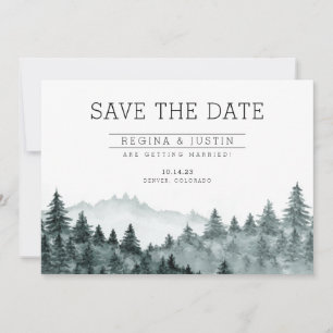 Watercolor Dennengebergte Save the Date Kaart