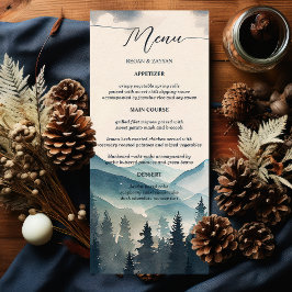 Watercolor Dennengebergte Trouwmenu Menu