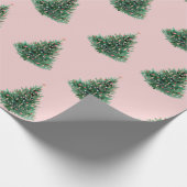 Watercolor Dennengebint Pink Kerstmis Cadeaupapier (Hoek)