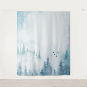 Watercolor Dennengebomen Berg Wandkleed (Voorkant)