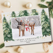 Watercolor Dennengebomen Gouden Confetti Familie F