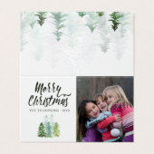 Watercolor Dennengebomen Kerst Foto Kaart (Buitenkant ongevouwen)