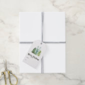 Watercolor Dennengebomen Kerstmis Cadeaulabel (Met Touw)