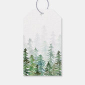 Watercolor Dennengebomen Kerstmis Cadeaulabel (Achterkant)