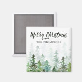 Watercolor Dennengebomen Kerstmis Magneet (Voorkant / Achterkant)