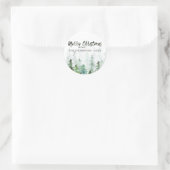 Watercolor Dennengebomen Kerstmis Ronde Sticker (Tas)
