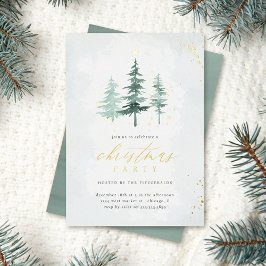 Watercolor Dennengebomen Kerstvakantiefeest Folie Uitnodiging